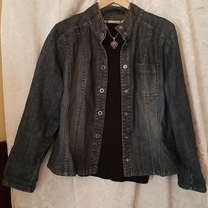 Chico's platinum denim jacket, Chico's sz 3